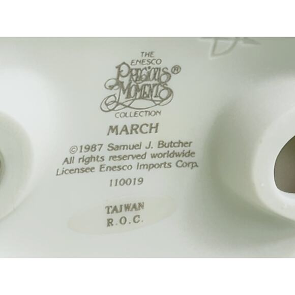 Enesco Precious Moments March Girl w/ Kite 5 1/2" Porcelain Figurine 1989 Taiwan - Picture 15 of 16